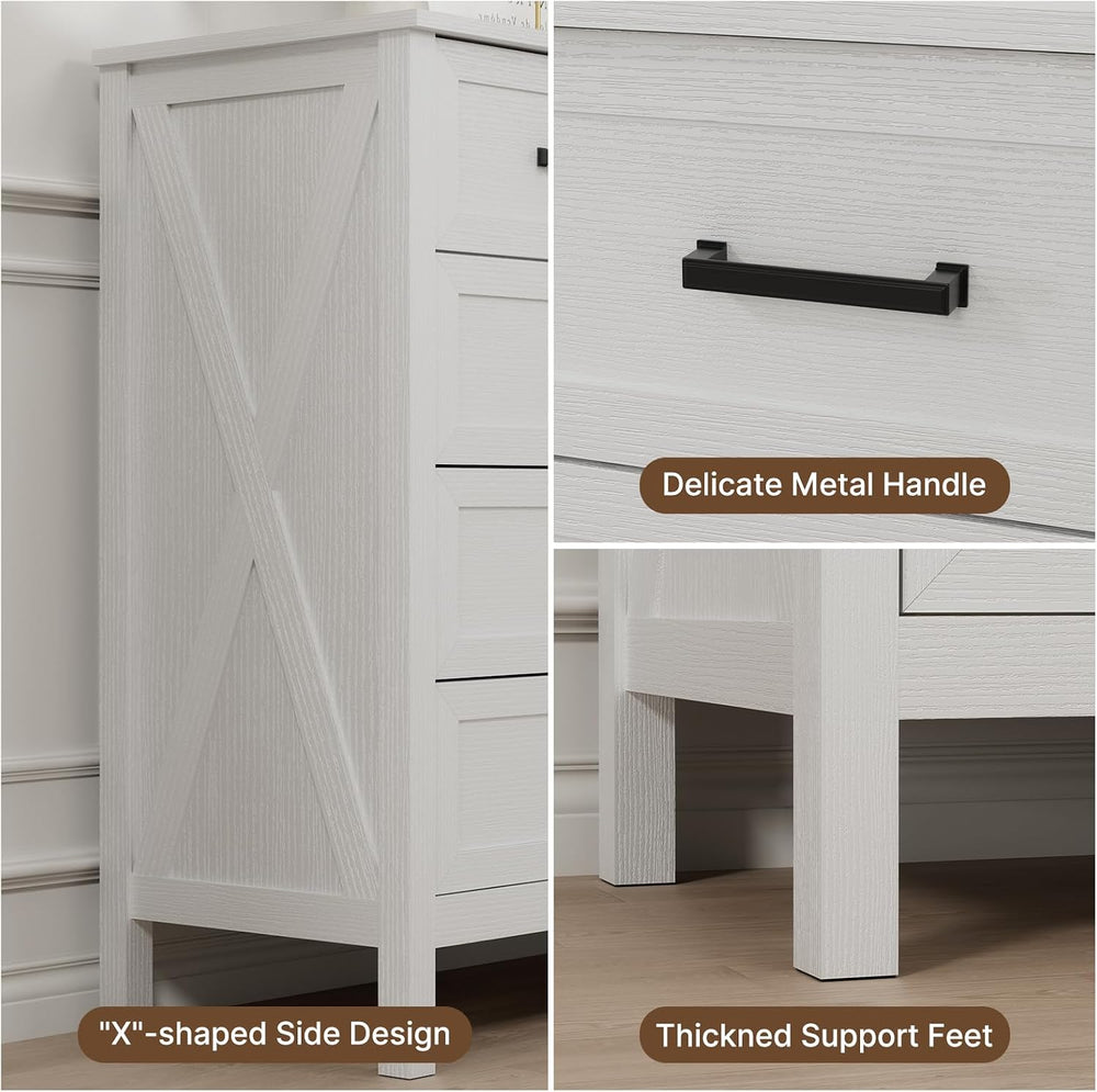 LYNSOM Farmhouse 9 Drawer Dresser for Bedroom, 55 Inch Wide Wood Rustic Chest...