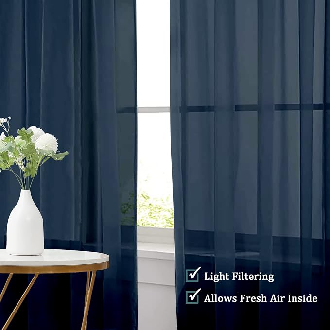 Chyhomenyc Sheer Curtains 72 Inch Length Set of 2, Rod Pocket Voile Drapes - Image 5