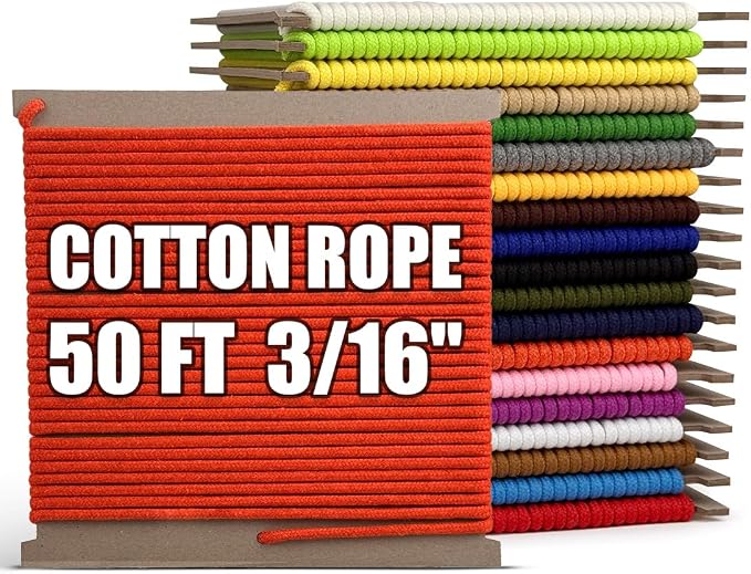 PerkHomy 500lb Cotton Rope 3/16" 50 ft Multi Purpose Utility Diamond Braided by PerkHomy