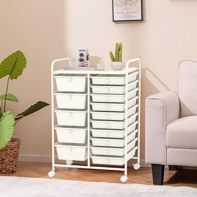 GOFLAME 15-Drawer Rolling Storage Cart, Utility Cart - Image 9