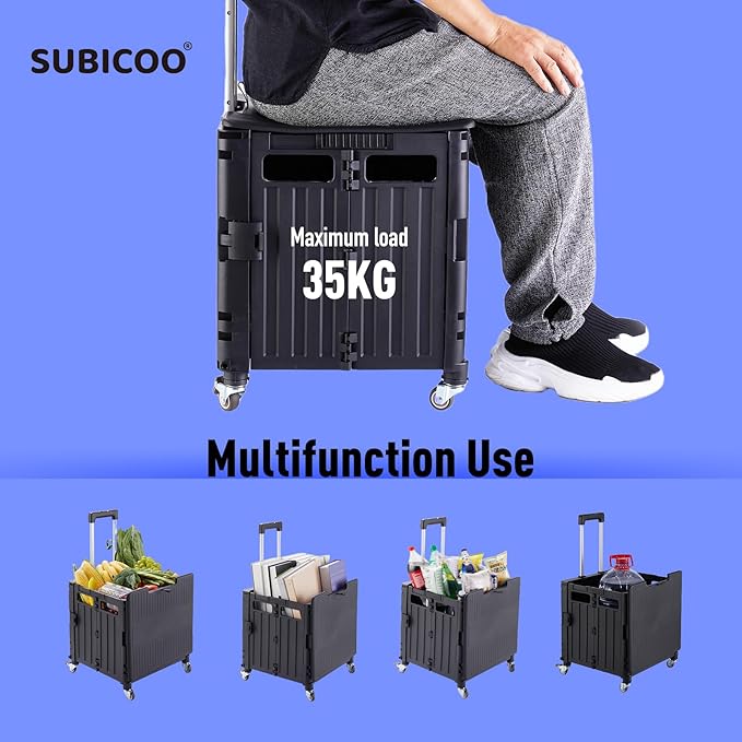 Folding Utility Cart Portable Rolling Crate Handcart Shopping Trolley - Image 2