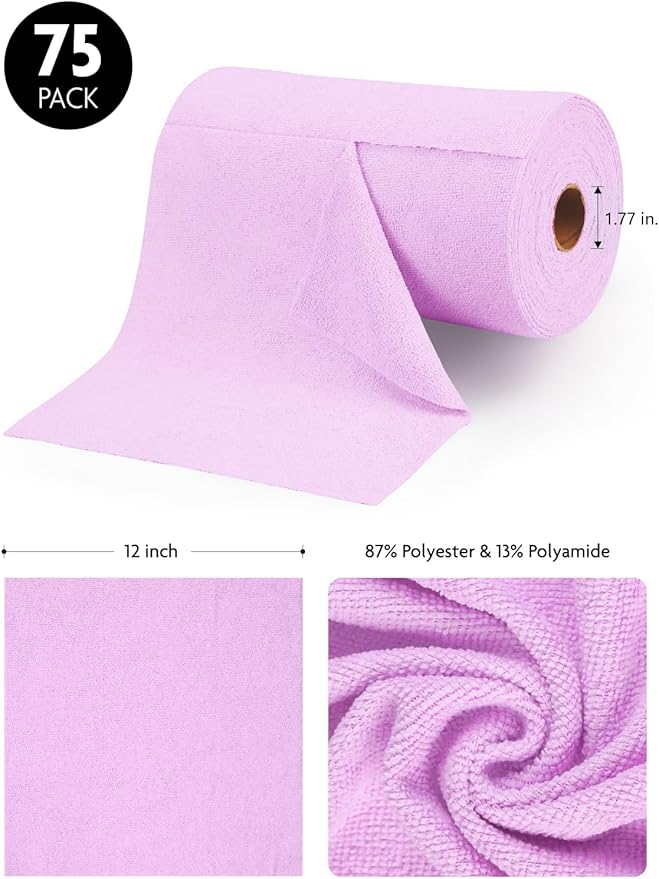 Fantasticlean Microfiber Cleaning Cloth Roll -75 pack, Tear Away Microfiber - Image 4