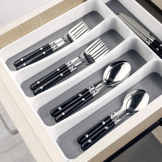 LeMuna Silverware Tray for Drawer, Plastic Cutlery Tray Kitchen Drawer Organizer - Image 7