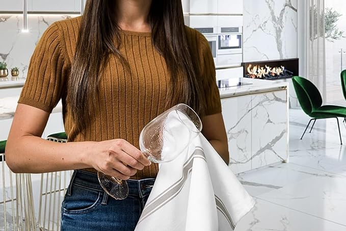 Dish Towels Set Size 15x25 Inch, 100% Cotton Soft & Absorbent Linen Kitchen - Image 3