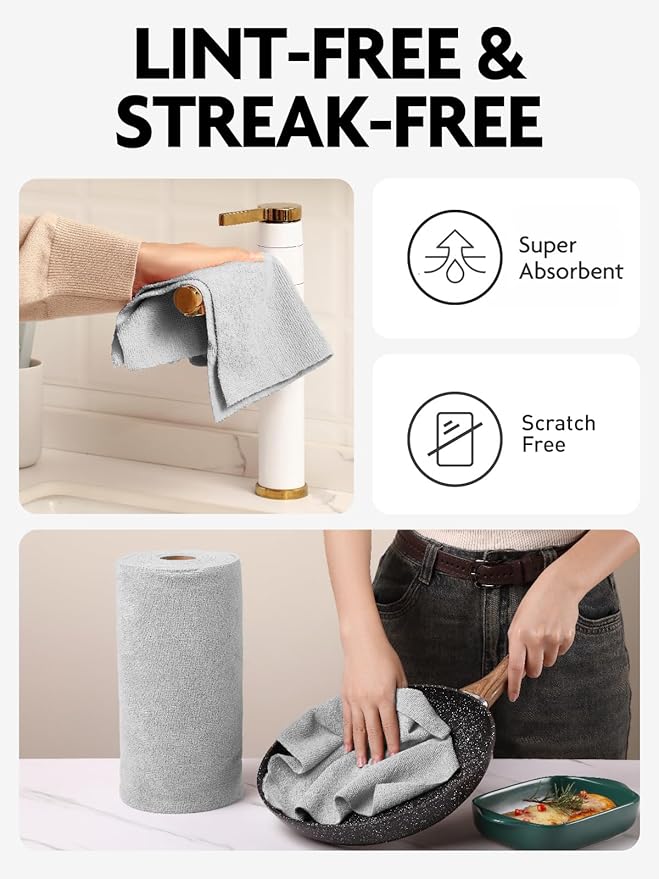 Fantasticlean Microfiber Cleaning Cloth Roll -150 Pack, Tear Away Microfiber - Image 8