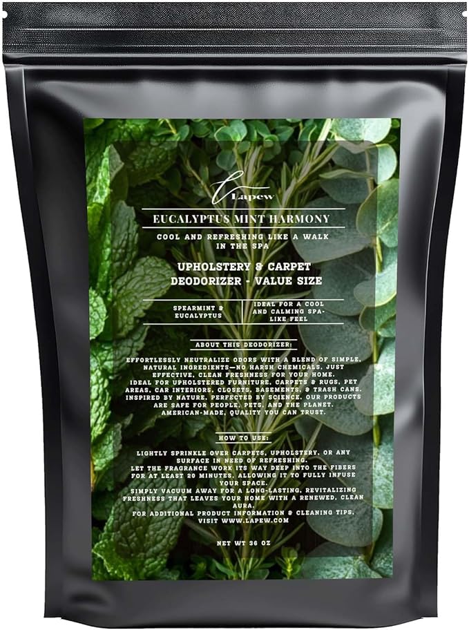 Eucalyptus Mint Harmony Carpet Freshener Powder Refill 36 oz | Powerful Odor by Lapew
