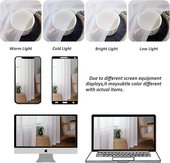 Chyhomenyc White Sheer Curtains 84 Inches Long 2 Panels Set - Image 5