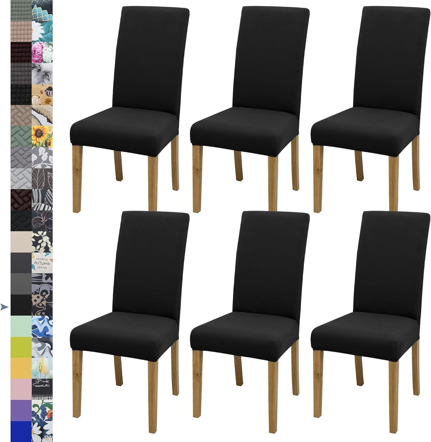 BIETYONE Stretch Dining Chair Covers Set of 6, Soft Removable Washable Kitchen Parsons Chair Slipcovers, High Elastic Seat Protector for Home Hotel Banquet