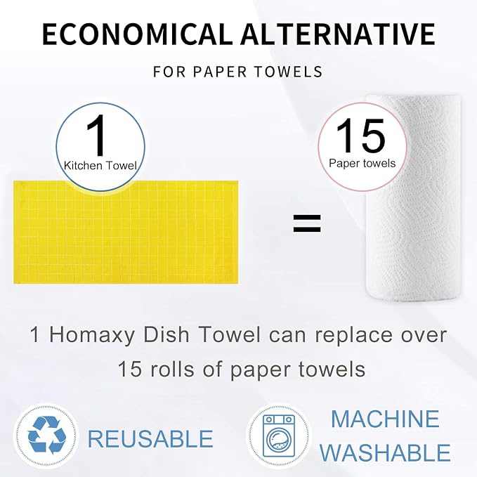 Homaxy 100% Cotton Terry Kitchen Towels, Checkered Designed, Soft and Super - Image 7