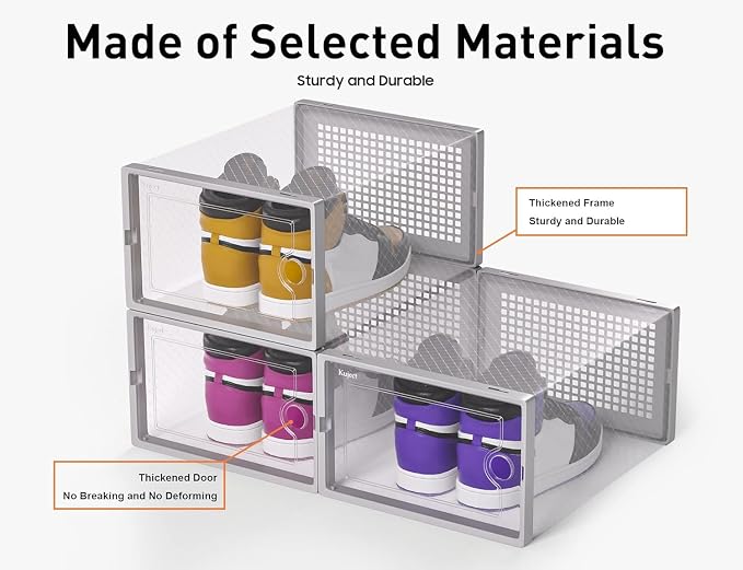 Kuject X-Large Shoe Storage Boxes Organizers Clear Plastic Stackable 12 Pack - Image 7