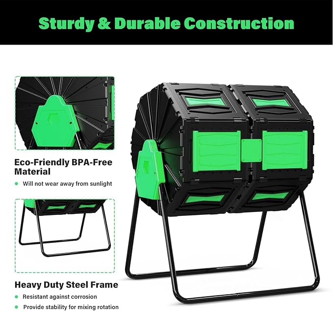 Compost Tumbler, Easy Assemble & Efficient Outdoor Compost Bin, 45 Gallon/170 - Image 7