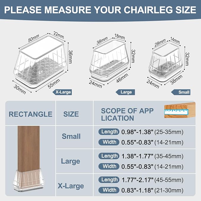 24PCS Rectangular Chair Leg Floor Protectors - Image 3