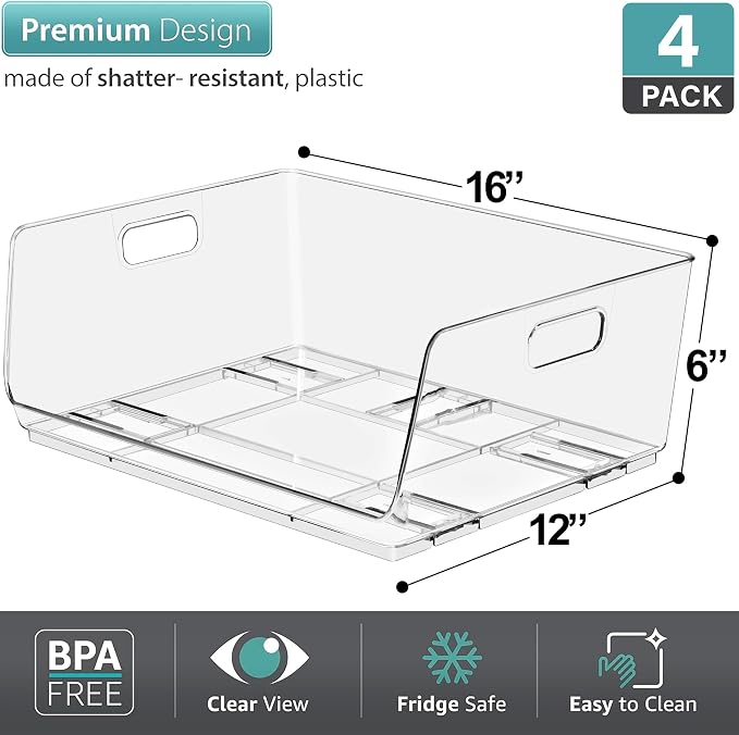 Sorbus Stackable Storage Bins Open Front - Image 3