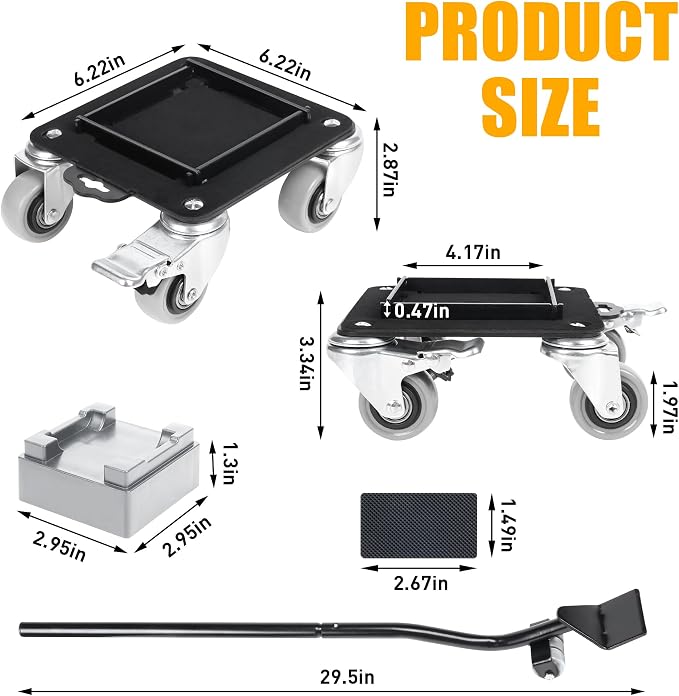 Furniture Movers with 4 Wheels, Heavy Duty Furniture Lift Mover Tool Set with - Image 3