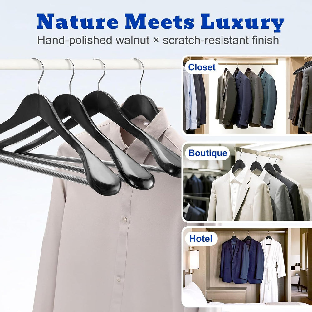 HOUSE DAY High-Grade Suit Hangers, Wide Shoulder Wooden Hangers with Non Slip...