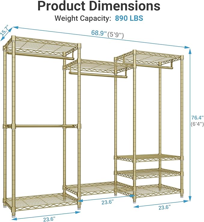 VIPEK V5 Portable Closet Wardrobe Heavy Duty Clothes Rack, Freestanding Metal - Image 5