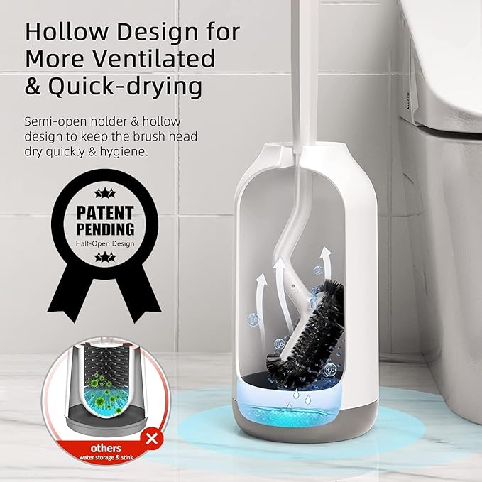 HAMITOR Toilet Bowl Brush Holder Set: 2 Pack Bathroom Deep Cleaning Toilet - Image 4
