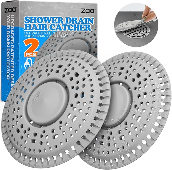 zaa Shower Drain Hair Catcher, 2 Pack Premium Silicone Drain Protector & Shower by zaa