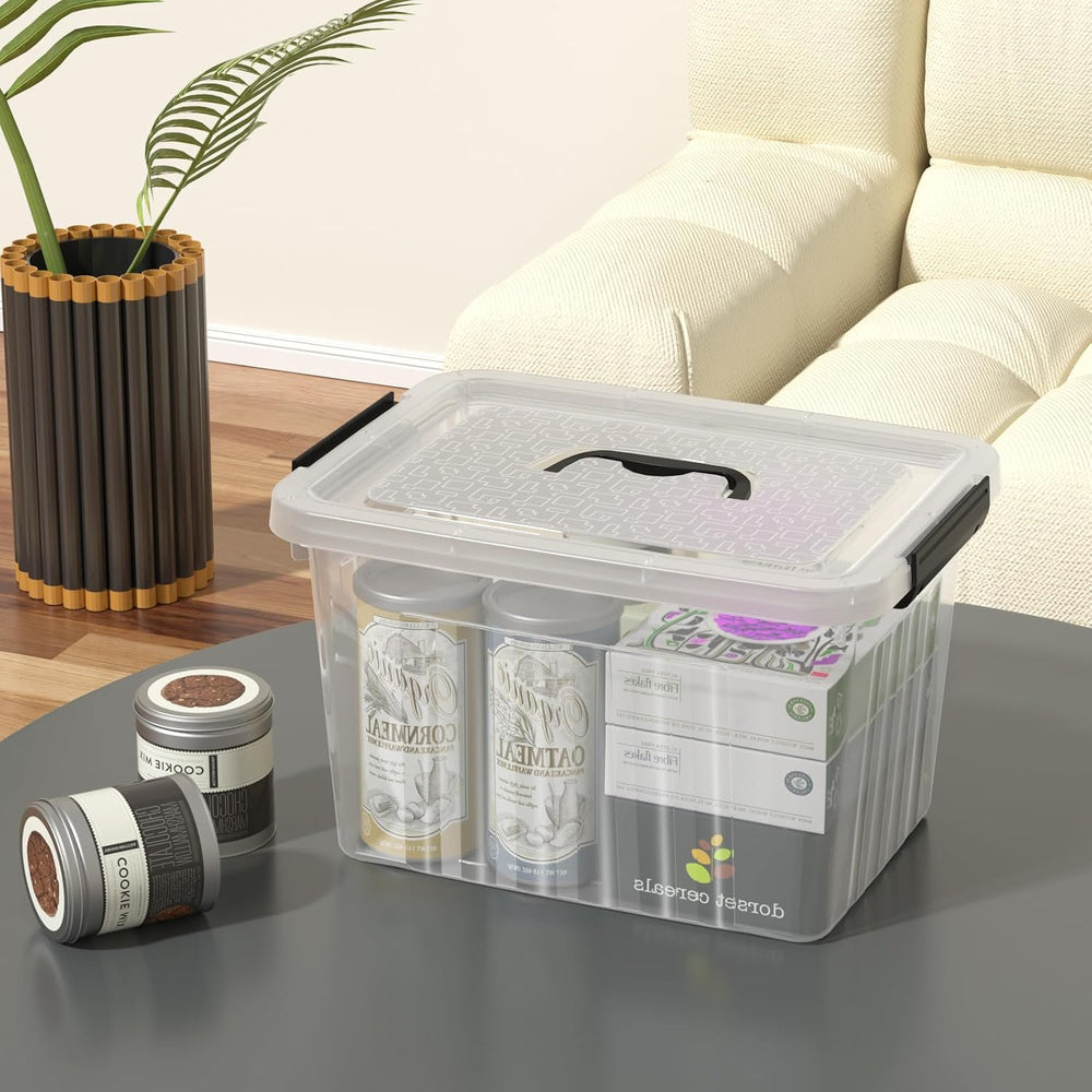 10 Quart Clear Plastic Storage Box Bins with Handle Lids, 4-Pack