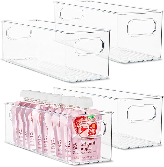 Plastic Food Storage 4 Pack Clear Container Bin by primebox