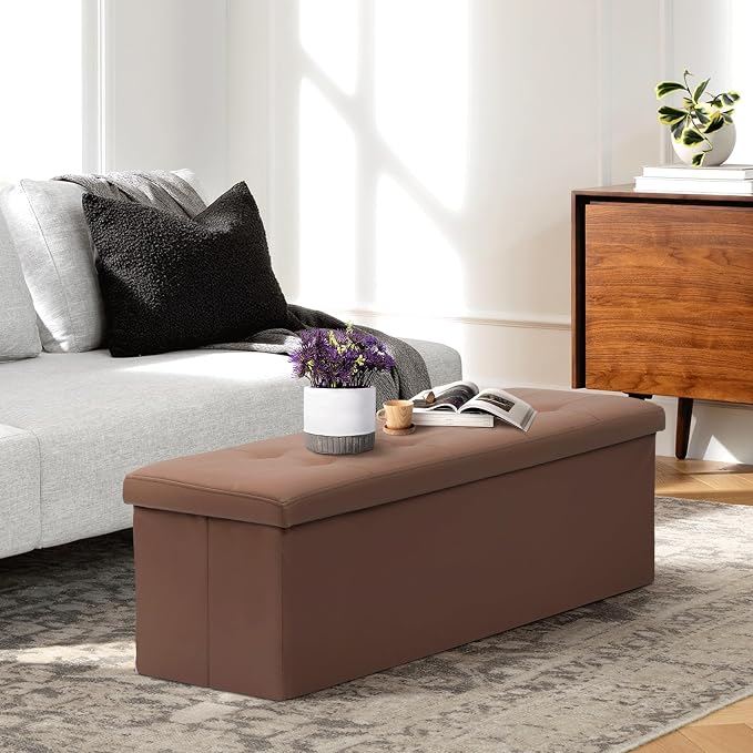 Athena Collection 43" Storage Ottoman Bench Folding Bench - Image 2