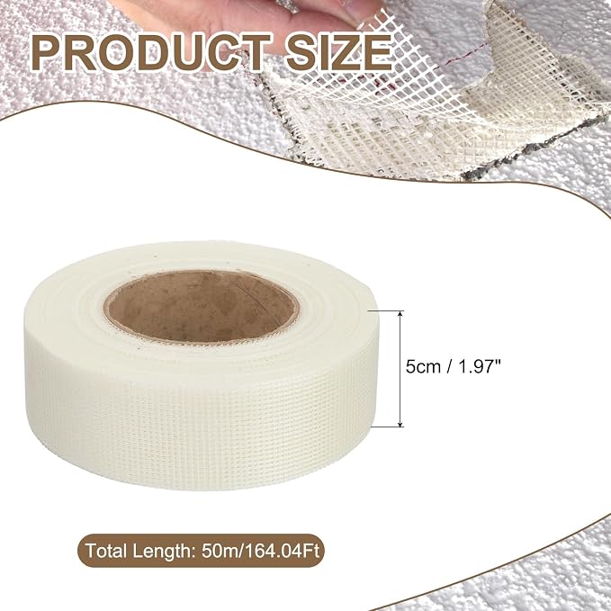 PATIKIL Drywall Repair Mesh Tape, 2 inch x 164 ft Fiberglass Repair Patch - Image 2