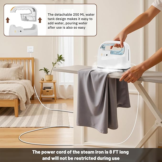 Mini Steamer＆Iron 2 in 1 Garment Steamer, Portable Travel Size Steam Iron - Image 5