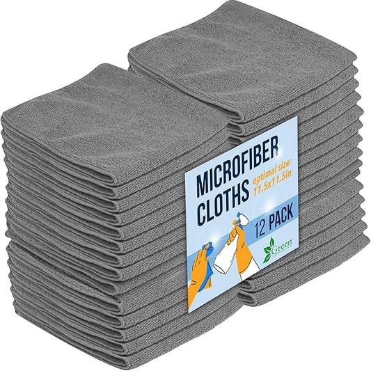GREEN LIFESTYLE Chamois Cloth Microfiber Cleaning Cloth 12 Pack, Borderless by GreenLifeStyle