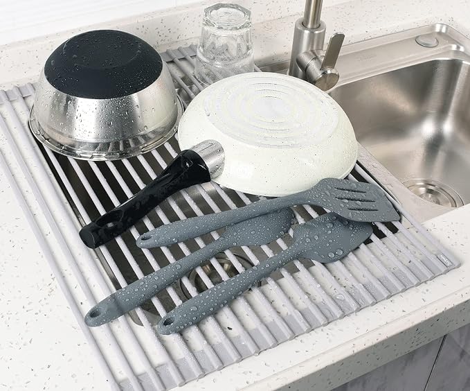 Surpahs Over Sink Foldable Multipurpose Roll-Up Dish Drying Rack, Silicone - Image 3