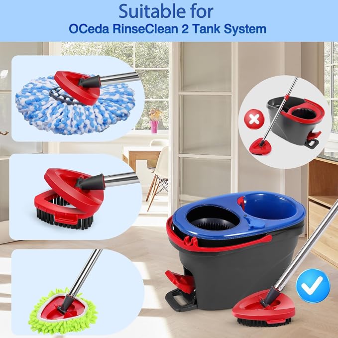 Microfiber Spin Mop Head Replacement 4 Pcs & 2 Chennile Mop Replace & 1 Scrub - Image 2