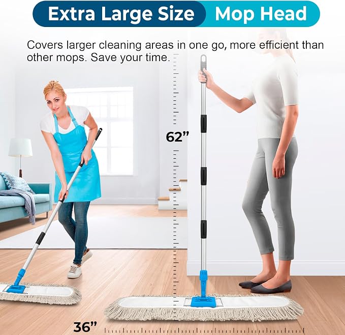 36” Commercial Dust Mop for Floor Cleaning, Industrial Dry Mop - Image 2