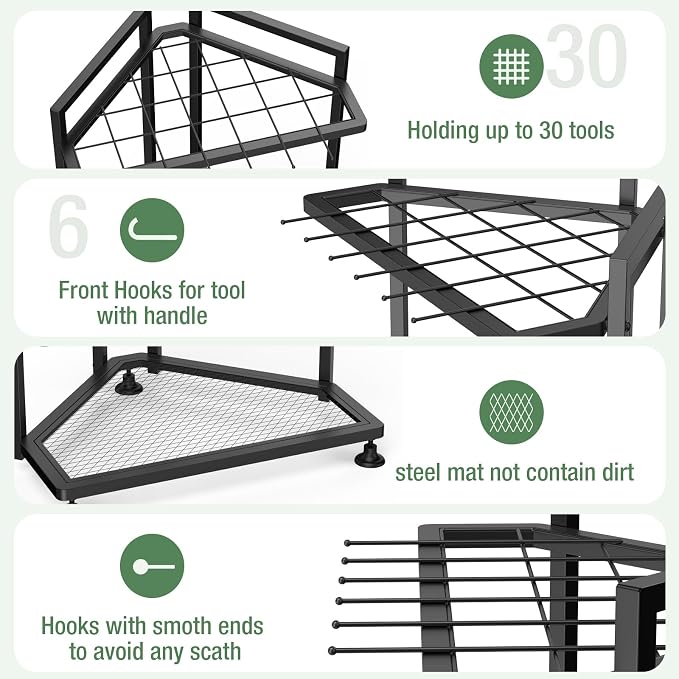 Garden Tool Organizer for Corner, Metal Yard Tool Organizer for Long-Handled - Image 3