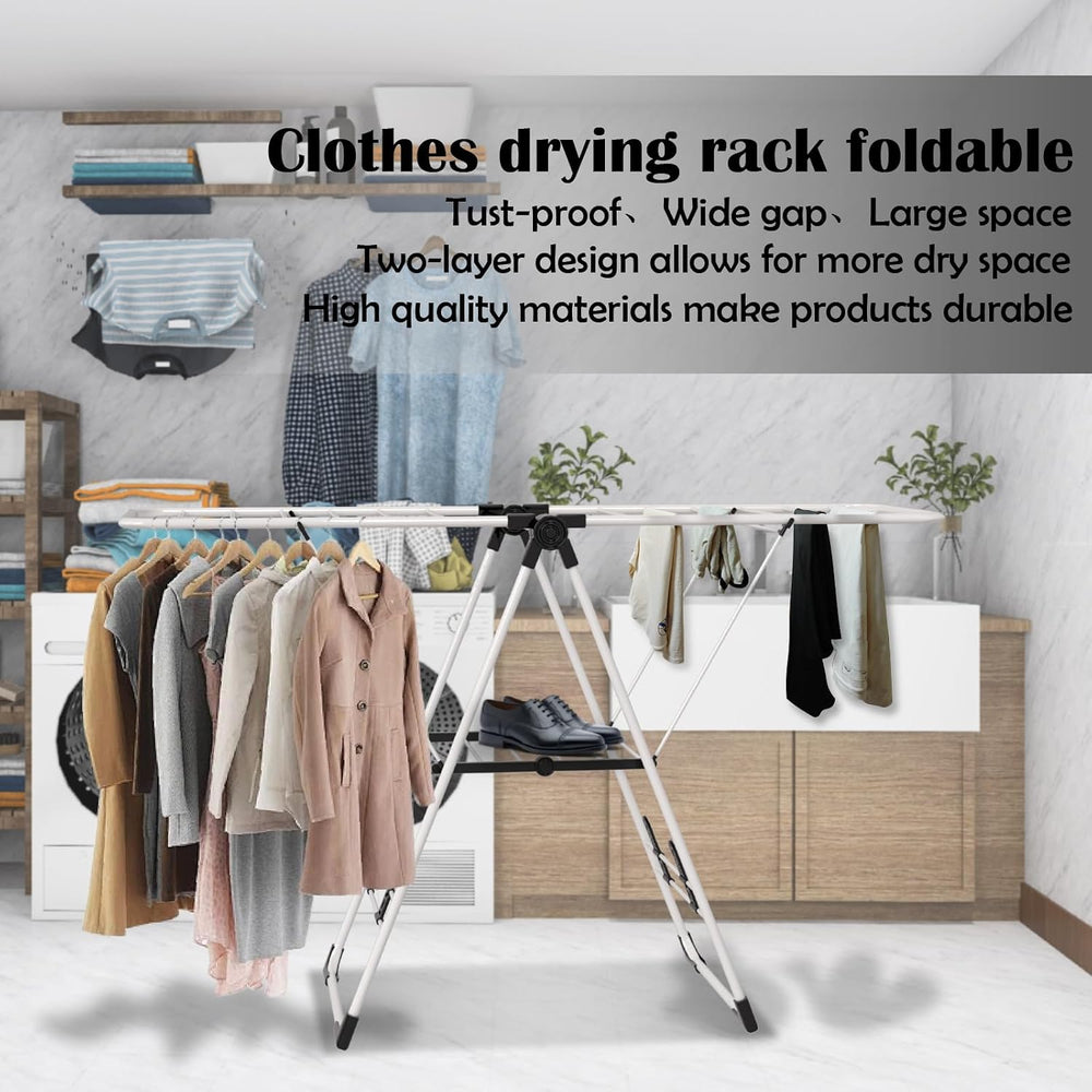 Maomo Foldable Clothes Drying Rack, Double-Sided Gullwing Laundry Drying Stan...