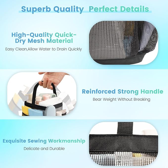 Mesh Shower Caddy Portable for College Dorm Room Essentials for Girls - Image 3