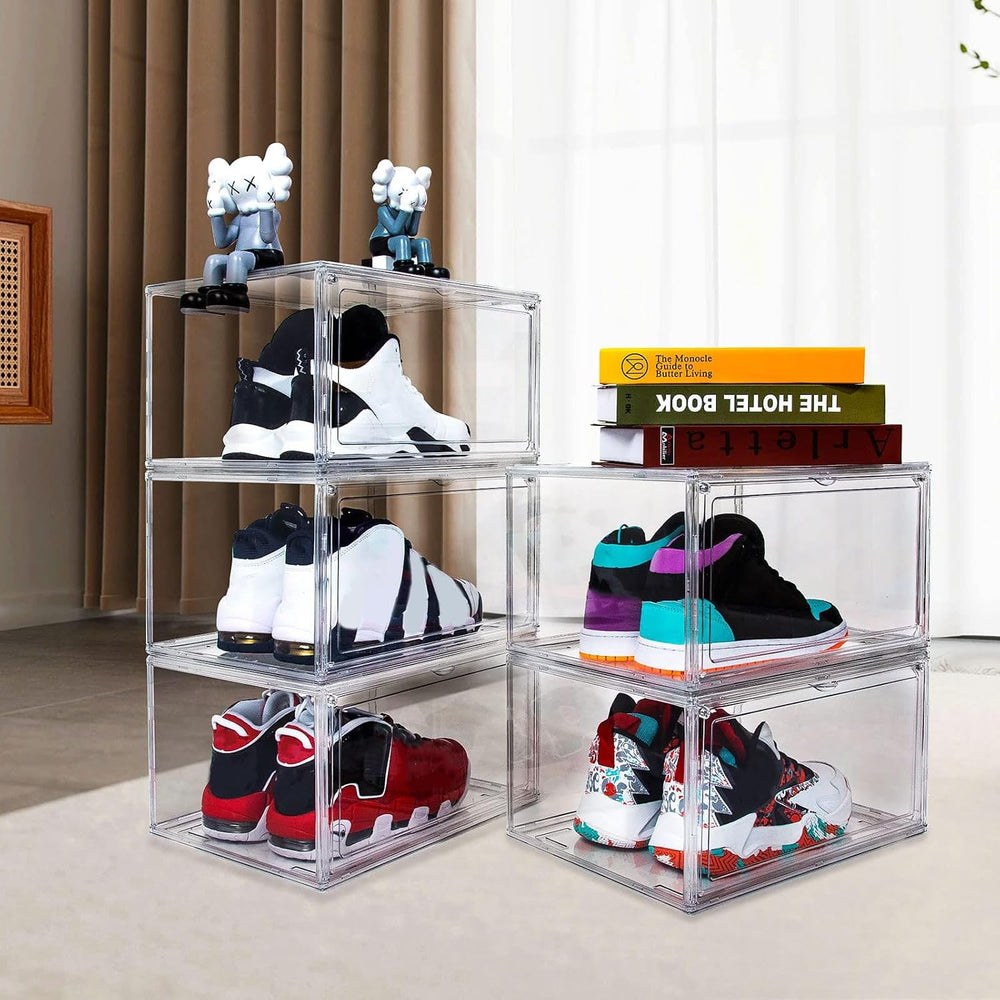12 Pack Shoe Boxes,Acrylic Shoe Display Box,Stackable clear shoe box,Clear Pl...