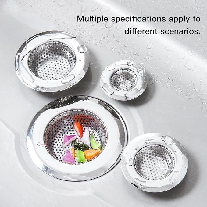 4 Pack Heavy Duty Stainless Steel Kitchen Sink Drain Strainer, Bathroom Hair - Image 8