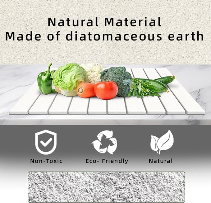 Stone Drying Mat for Kitchen Counter, Collapsible Dish Drying Mat, Fast Drying - Image 3