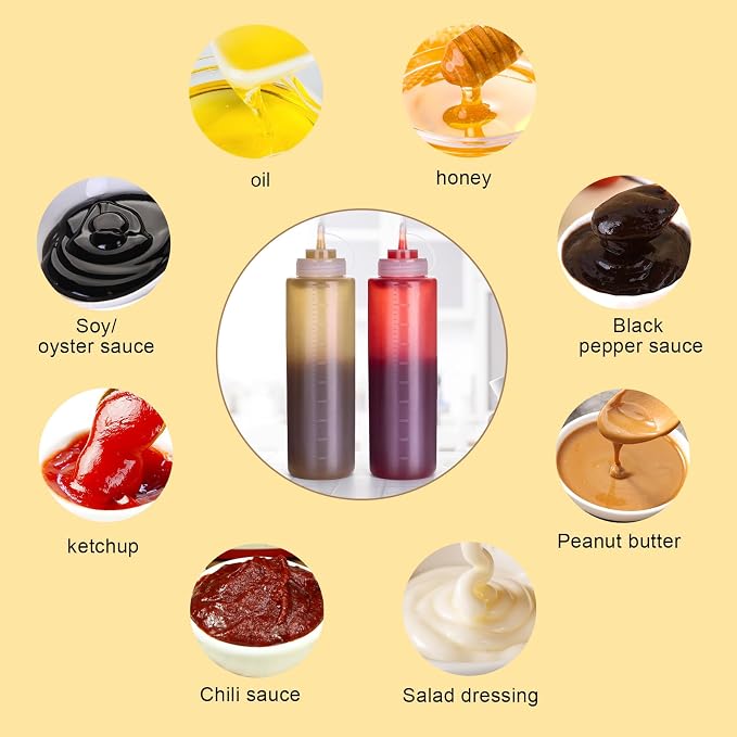 Squeeze Bottles for Sauces 2 Pack, 32 Ounce 1000ml Plastic Dressing Squirt - Image 7
