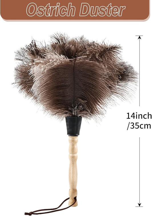 Ostrich Feather Duster 14" Natural Handheld Reusable Feathers Dusters - Image 2