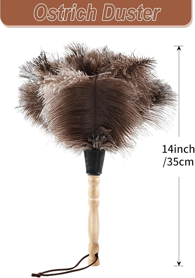 Ostrich Feather Duster 14" Natural Handheld Reusable Feathers Dusters - Image 2