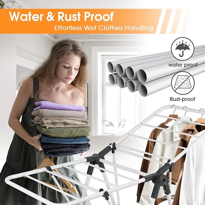 Clothes Drying Rack, Metal Foldable Laundry Drying Rack, - Image 4