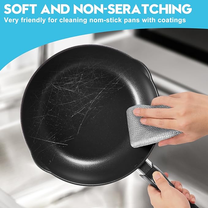 10 Pcs New Upgraded 3 Layers Non Scratch Wire Dishcloth, Wet & Dry - Image 4