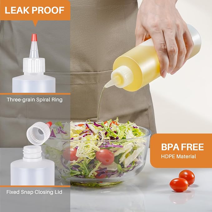 Sopito Squeeze Bottles, 16oz Plastic Condiment Squeeze Bottles - Image 4