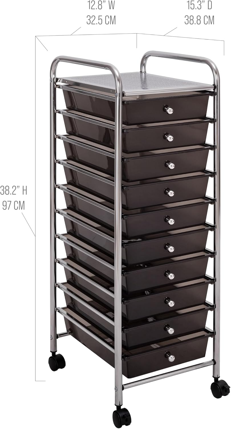 Seville Classics Rolling Utility Organizer Storage Cart, for Home Office, Sch...
