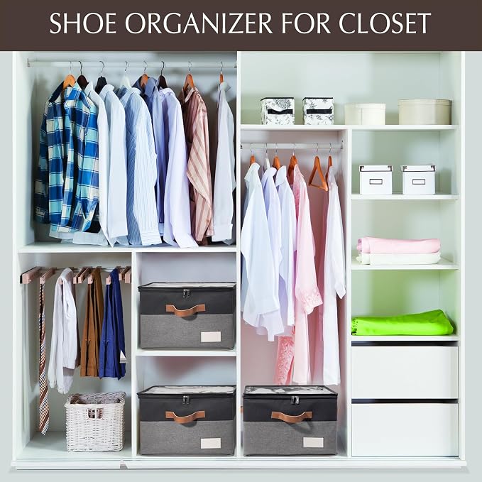 1 Pack Shoe Organizer for Closet, Adjustable Shoe Box Storage Containers - Image 5