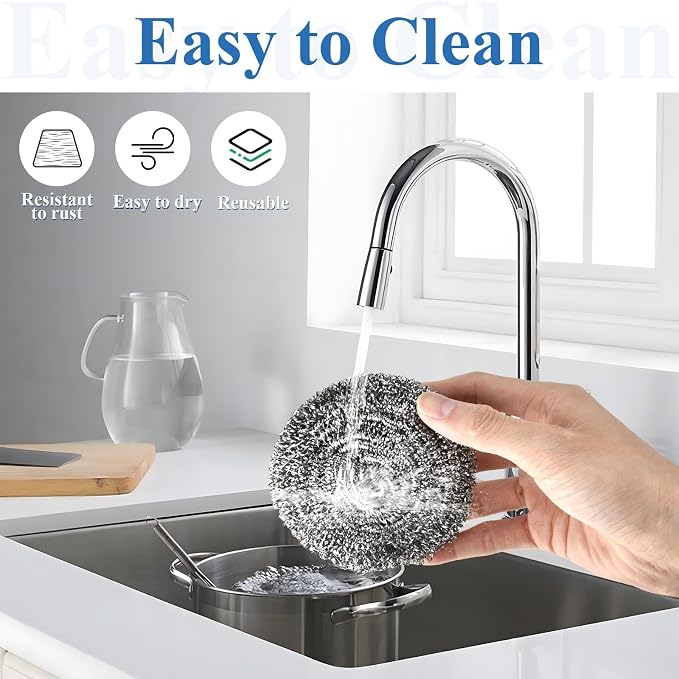 40 Pcs Stainless Steel Scrubber Bulk, Heavy Duty Steel Wool Scrubber 40 Gram - Image 6