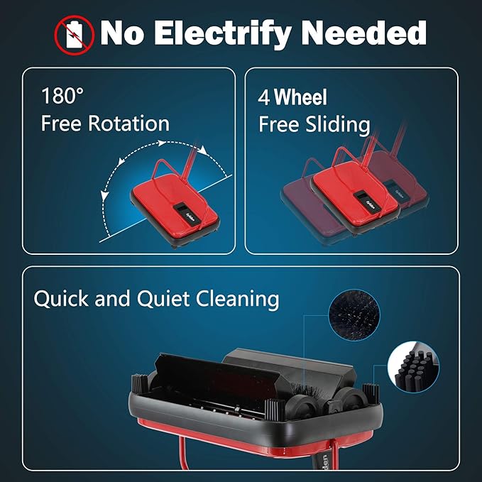 Eyliden Carpet Sweeper, Mini Size Lightweight Hand Push - Image 3