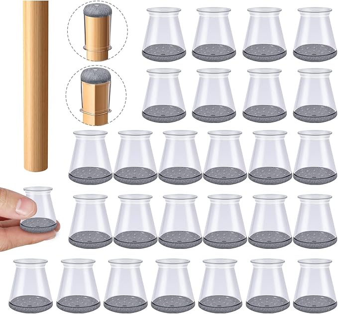 32 Pcs Chair Leg Protectors for Hardwood Floors, Silicone Felt Furniture Leg by OASMU