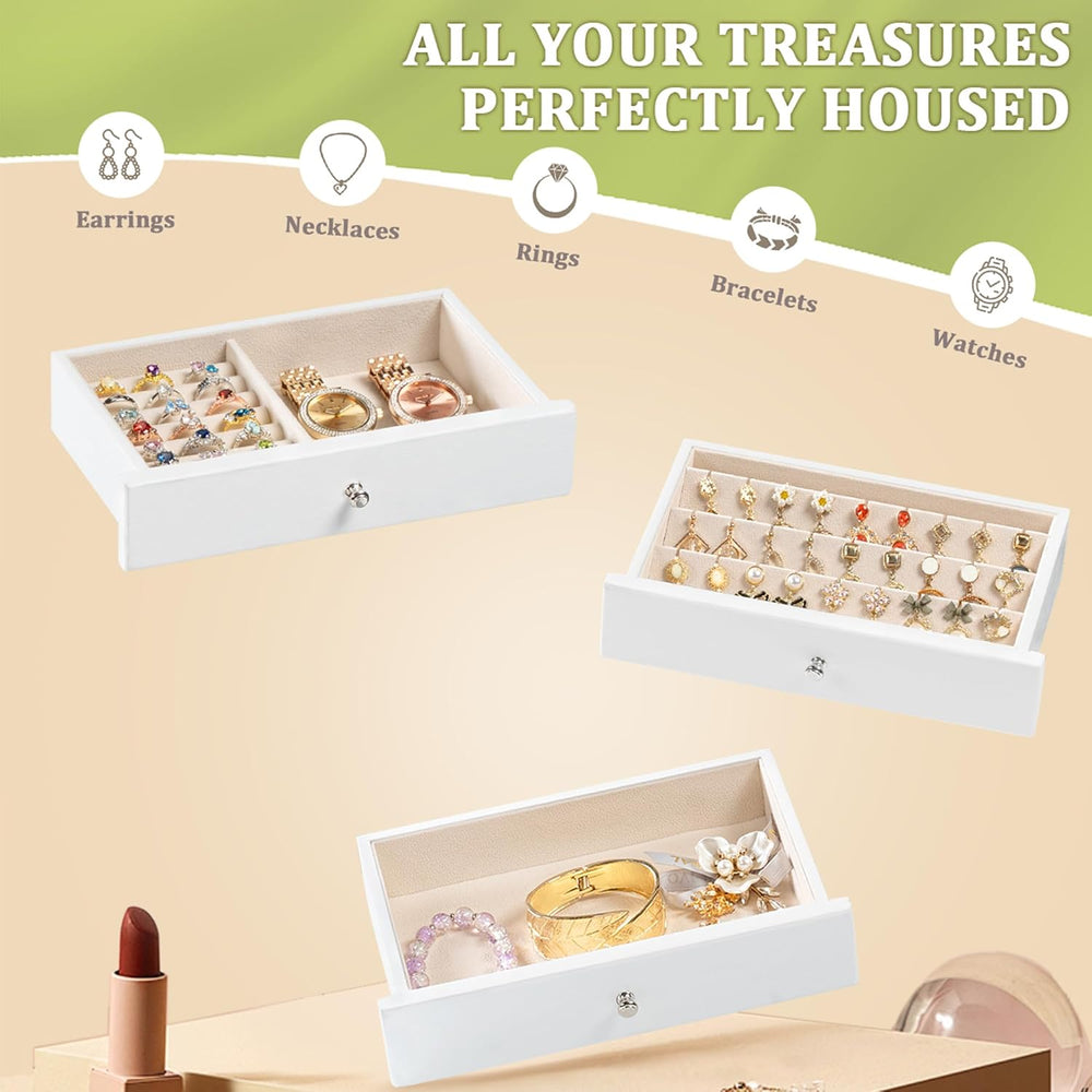 Jewelry Box Organizer, Rustic Wooden Jewelry Boxes for Women Girls, Large Sto...