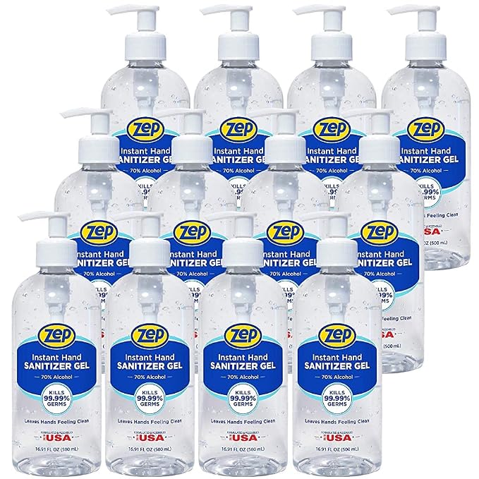 Zep Instant Hand Sanitizer Gel 70% Alcohol 500Ml Case of 12 by Zep